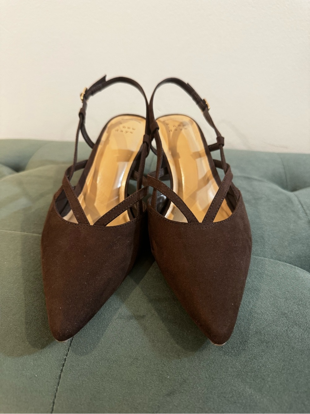 a new day Dark Brown Suede Pointed Slingback Heels